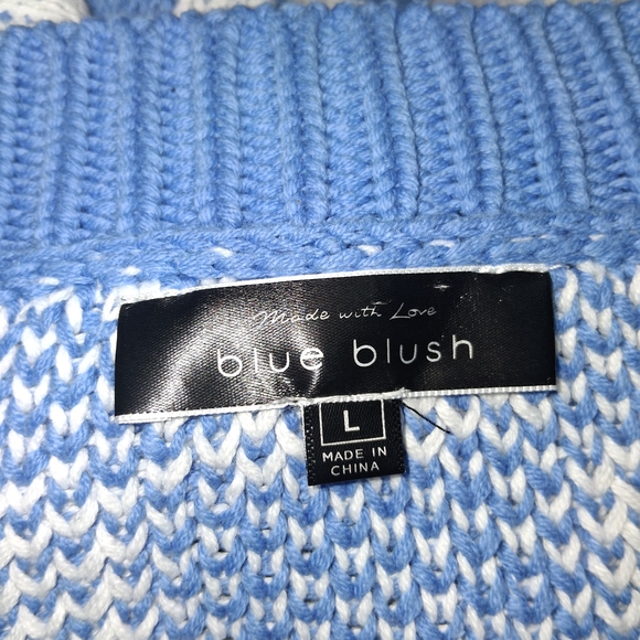 Blue Blush Blue and White Checkered Cardigan Women Size L - Picture 2 of 16